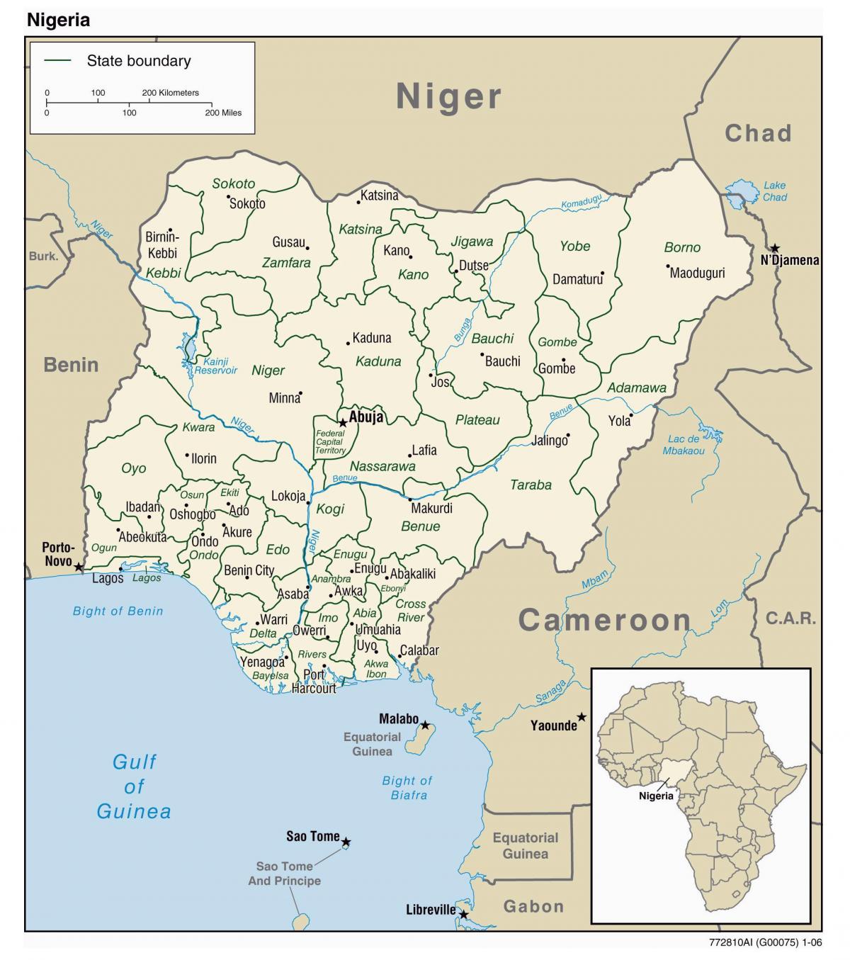 mapa da nigéria, com cidades