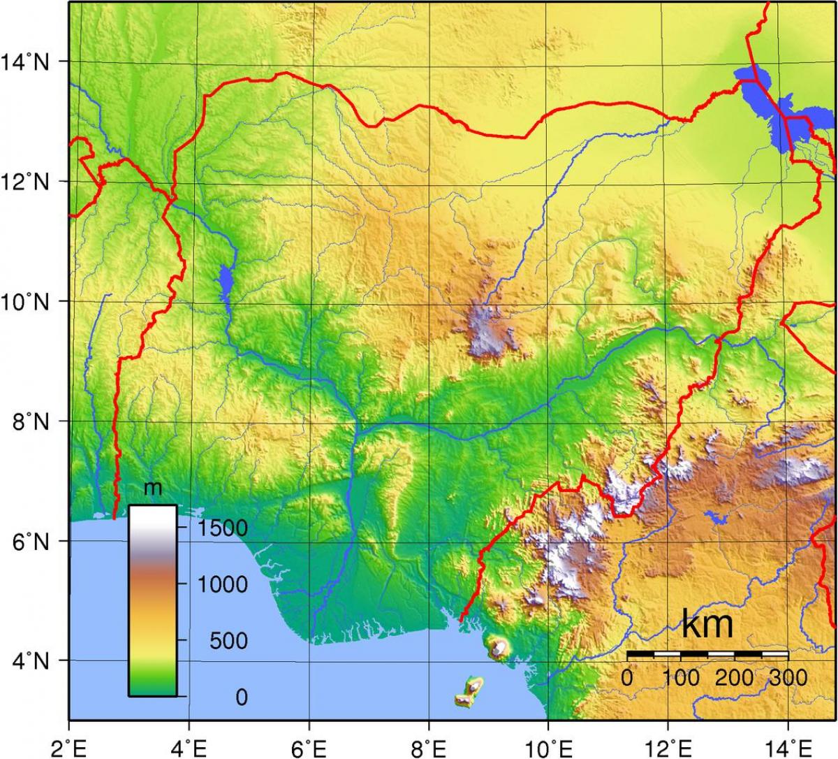 Mapa topográfico da nigéria