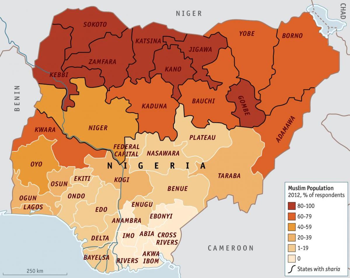 Mapa da nigéria religião