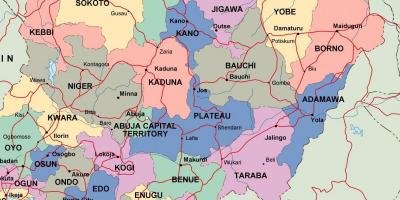 Mapa da nigéria com os estados e cidades