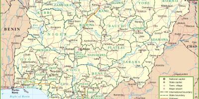 Mapa da nigéria, mostrando estradas principais