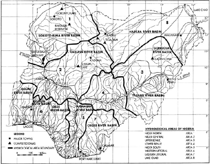 Mapa da hidrológico nigéria