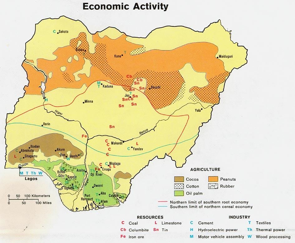 Mapa da agricultura de nigéria
