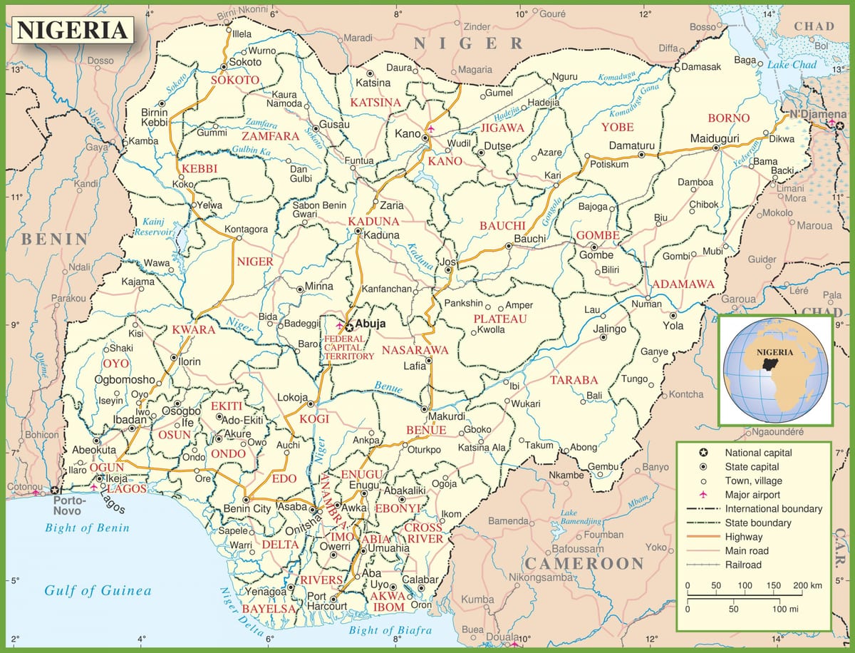 mapa completo da nigéria