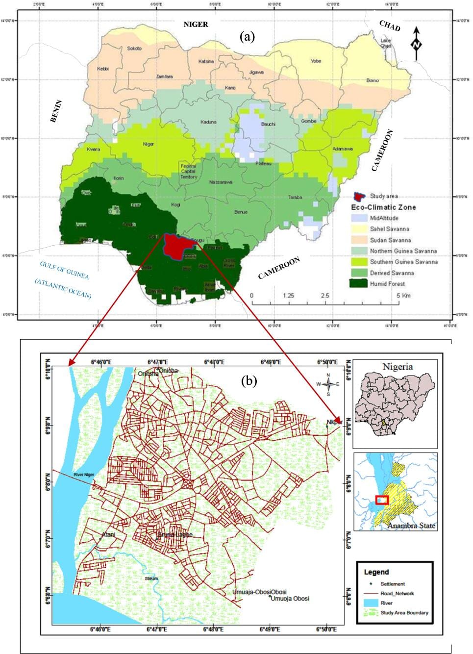 Mapa da nigéria mostrando vegetação cintos