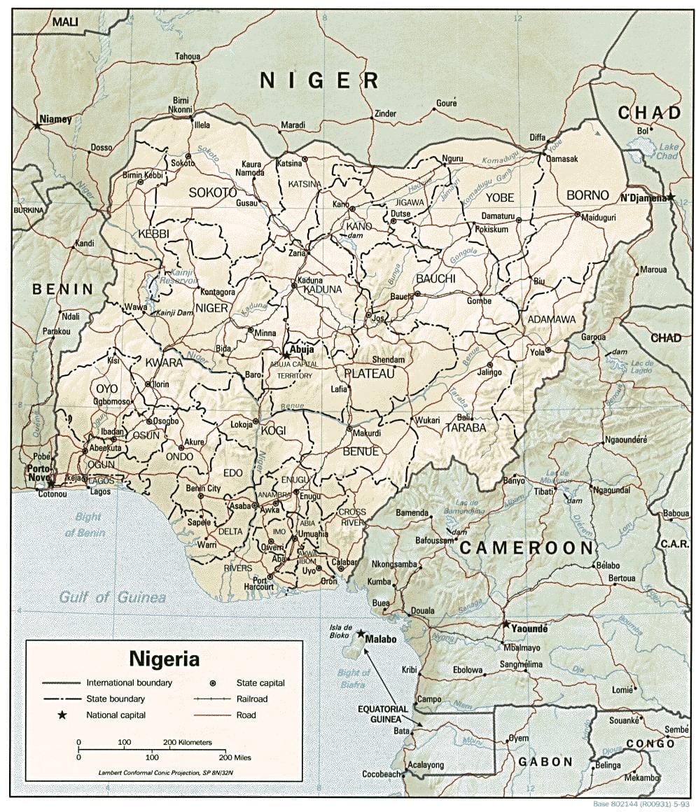 Mapa do atlas da nigéria