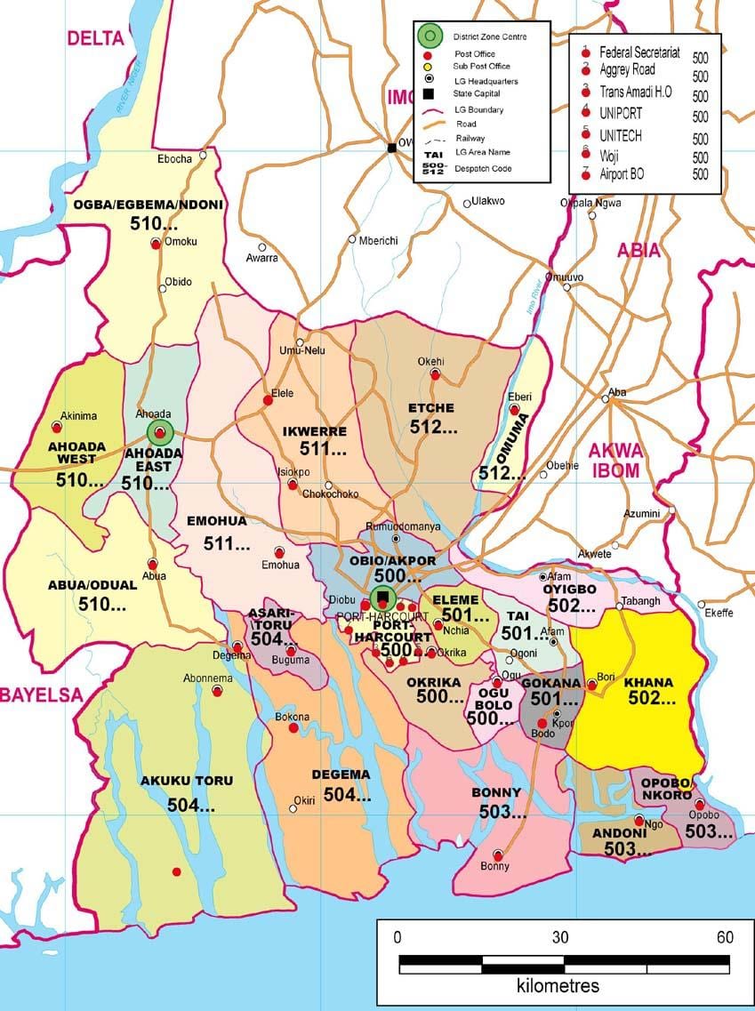 Mapa dos rios do estado da nigéria