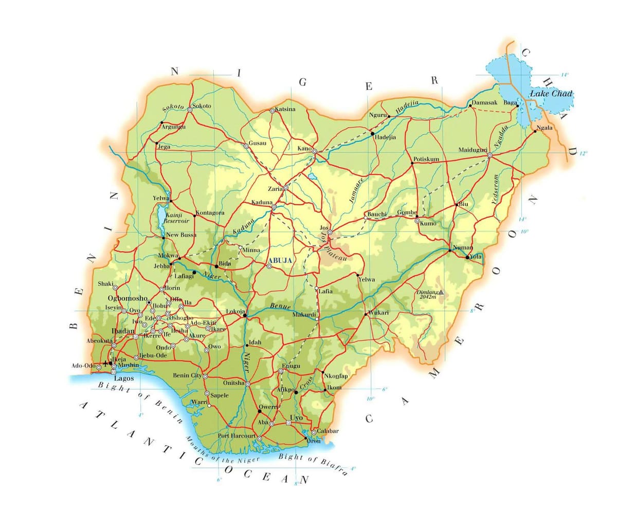 Mapa de física da nigéria