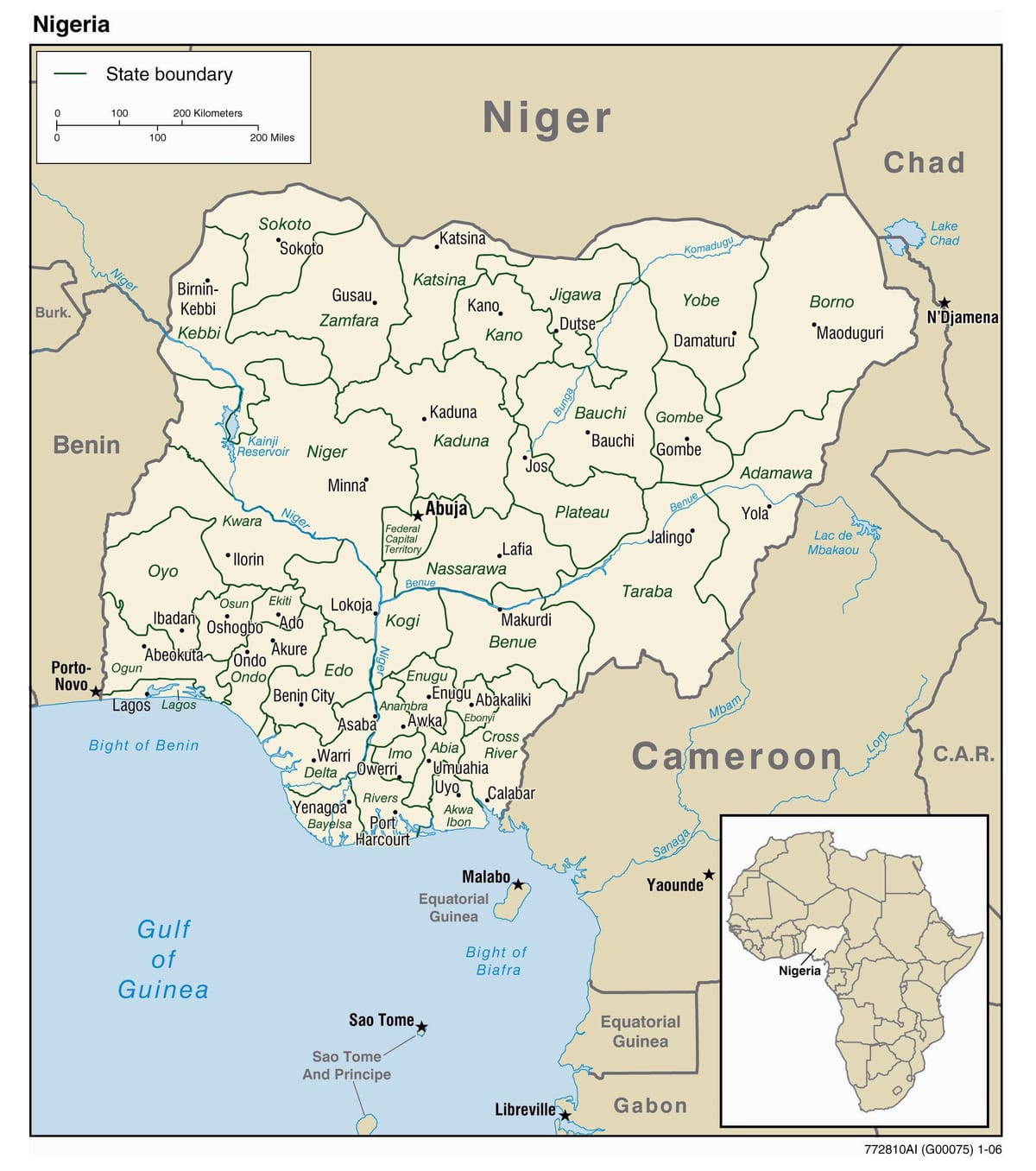 mapa da nigéria, com cidades