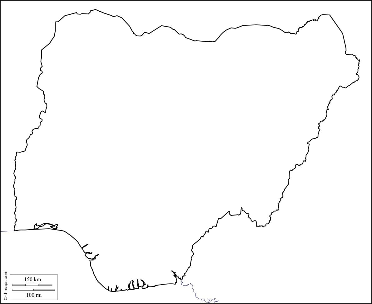 Mapa de contorno da nigéria