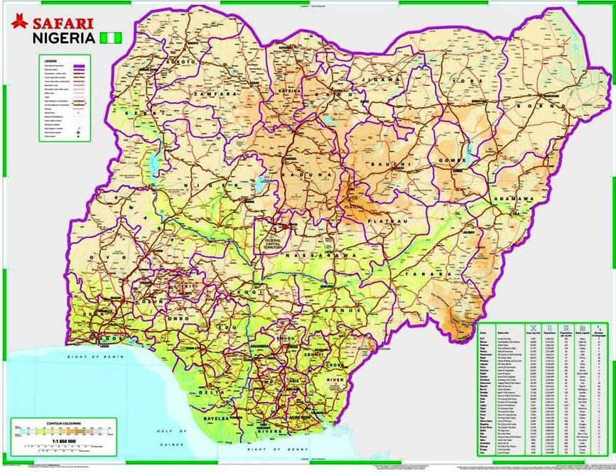 Mapa da nigéria estrada distância