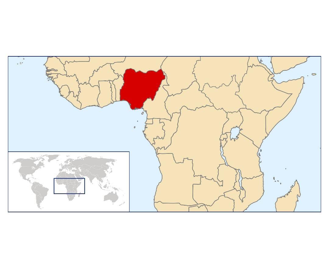 nigéria localização no mapa