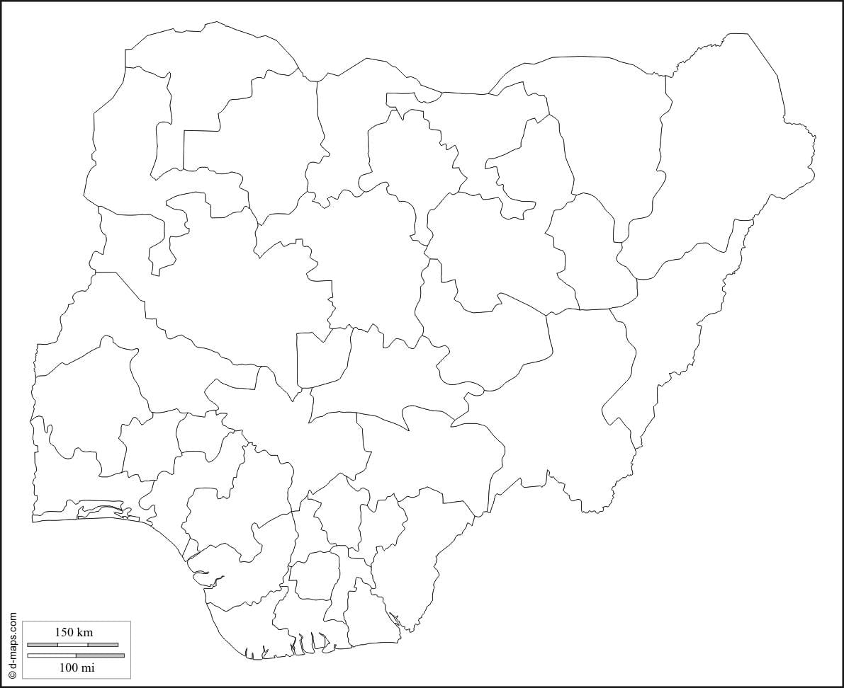 mapa em branco da nigéria