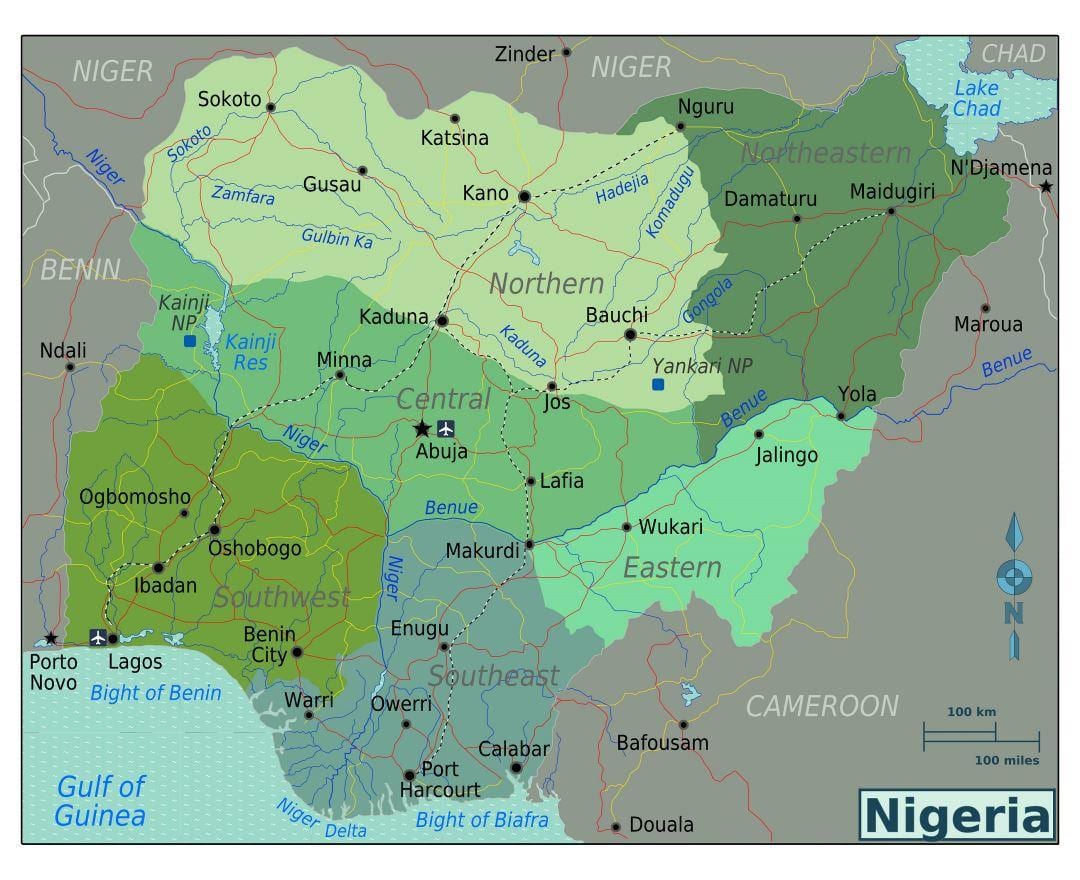 nigéria mapa regional