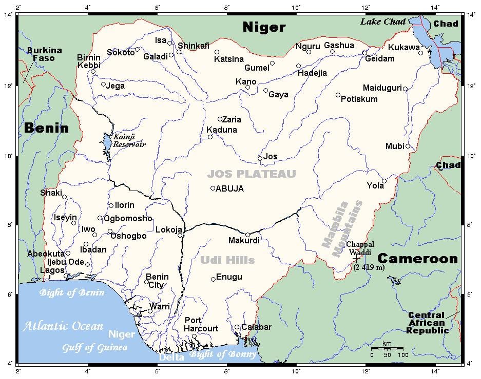 rios no mapa da nigéria