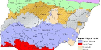 Mapa da nigéria, mostrando as zonas ecológicas