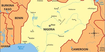 Mapa da nigéria mostrando rio níger e benue