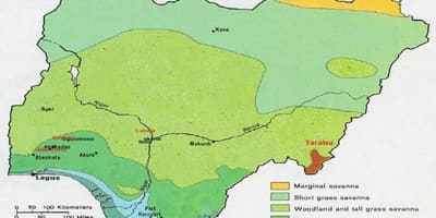 Mapa da nigéria, mostrando a vegetação
