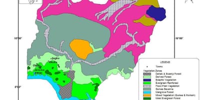 Mapa da nigéria mostrando vegetação