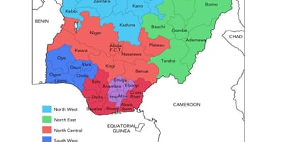 Mapa da nigéria mostrando geopolítica zonas