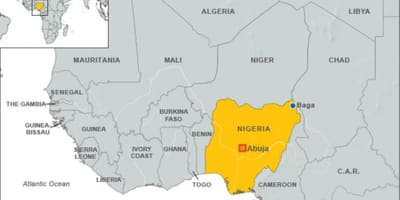 Mapa do nigeriano fronteiras