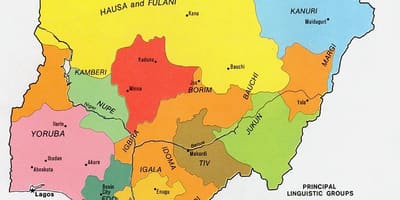 Mapa da nigéria, mostrando grupos étnicos